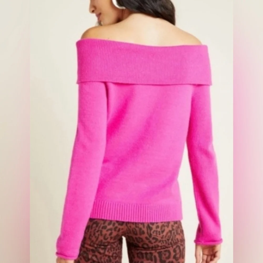 Anthropologie Fuchsia Shelby Off the Shoulder Sweater - Size XS